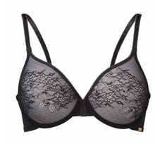 Load image into Gallery viewer, Glossies Lace Sheer Moulded Bra 13001-Black