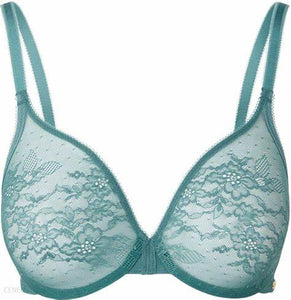 Glossies Lace Sheer Moulded Bra 13001 - Bordeaux and Jade (Fashion)